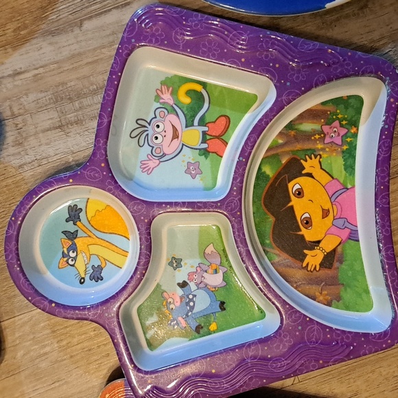 Lot of 6 KID Plates DORA EXPLORER, BOB THE BULDER, T-REX, WINNIE POOH, SPIDERMAN - Picture 6 of 7
